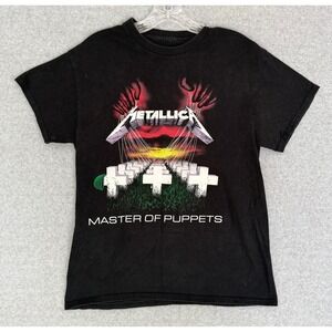 Metallica Master of Puppets T-Shirt Mens M Black Graphic Band Tee Rock Metal